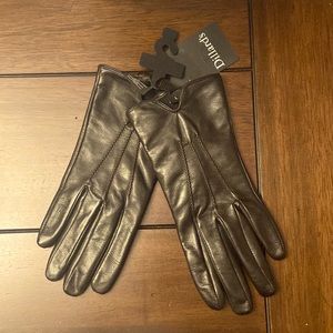 Black leather gloves